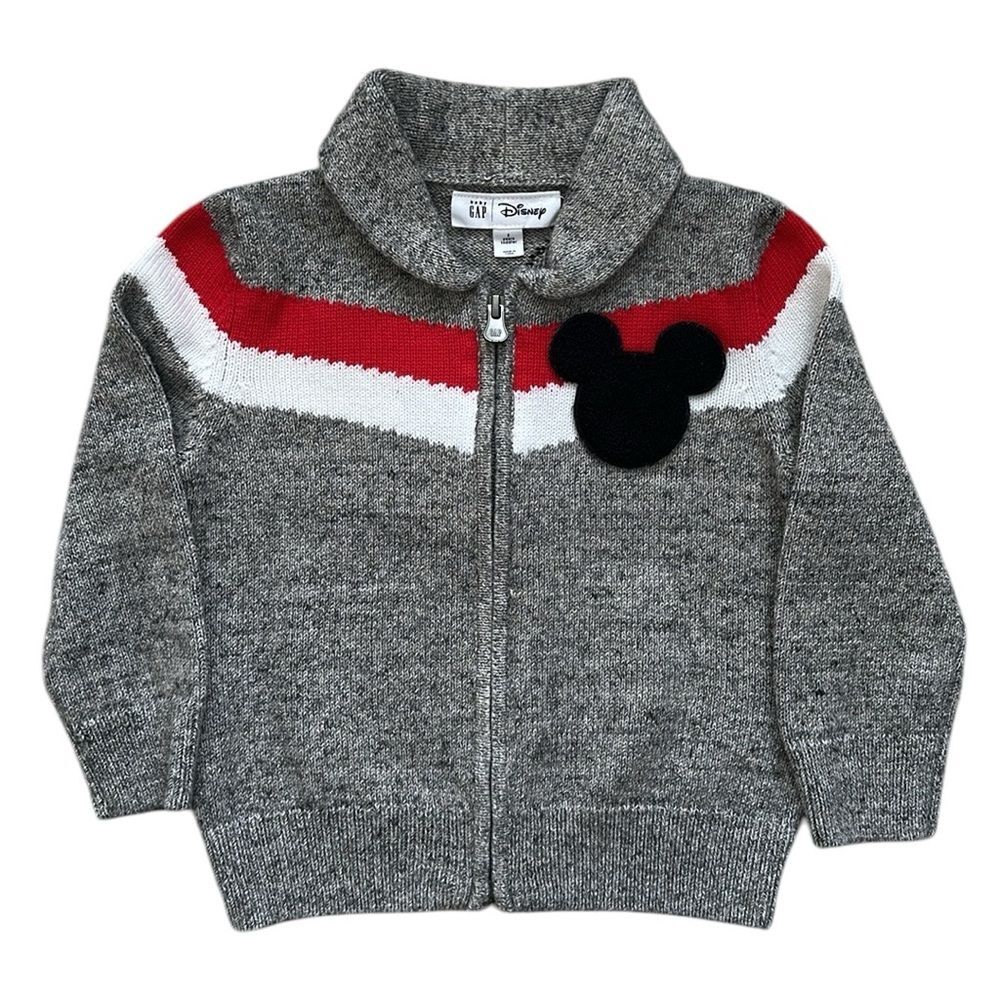 Gap × Disney Baby & Toddler Mickey Mouse Zip Sweater Light Grey Size 2T